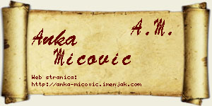 Anka Mićović vizit kartica
